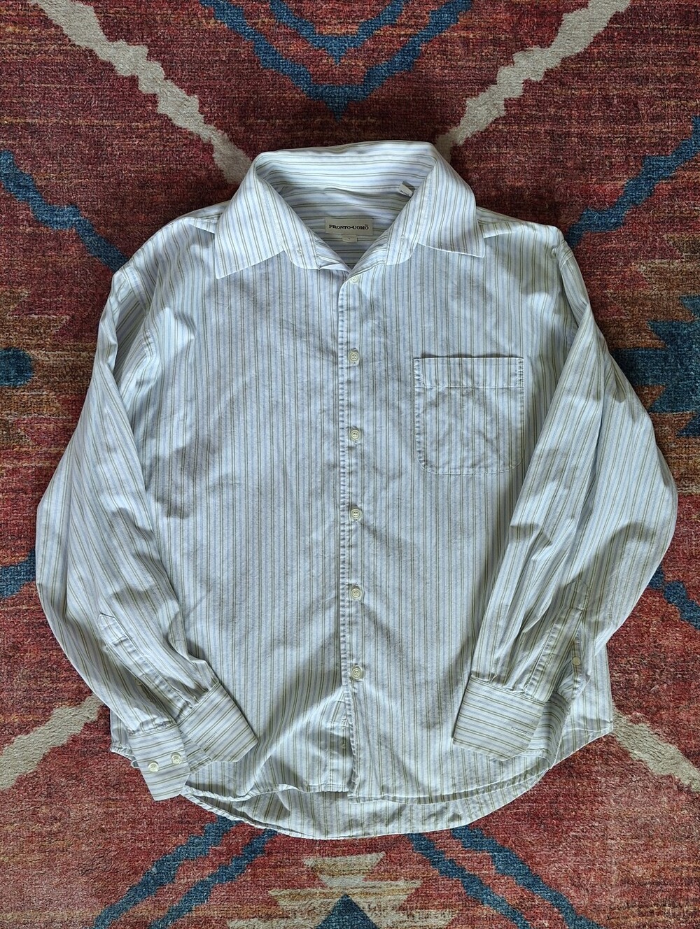 Pronto Uomo Light Blue and White Striped Dress Shirt
